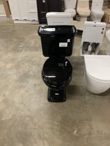 2-piece 1.0 GPF/1.28 GPF High Efficiency Dual Flush Elongated Toilet in Black, Seat Included