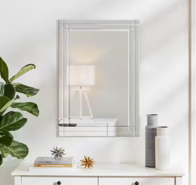 Medium Rectangle Beveled Glass Classic Mirror (36 in. H x 24 in. W)