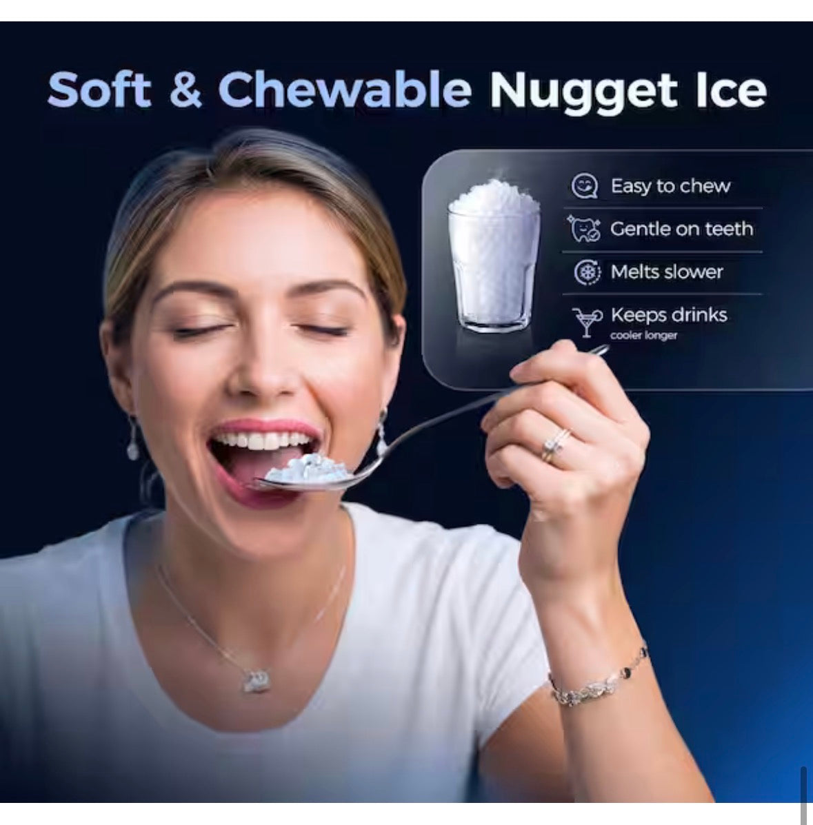 9.1 in. 35 lb. /24H Nugget Ice Countertop Portable Ice Maker in Silver, Stainless Steel, Ready in 6 Mins, Auto-Cleaning