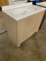 Oakley 37 in. Single Sink Beige Oak Bath Vanity with White Cultured Marble Top (Assembled)