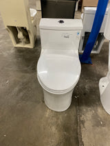 1-piece 0.8/1.28 GPF Dual Flush Elongated Toilet in White Seat Included