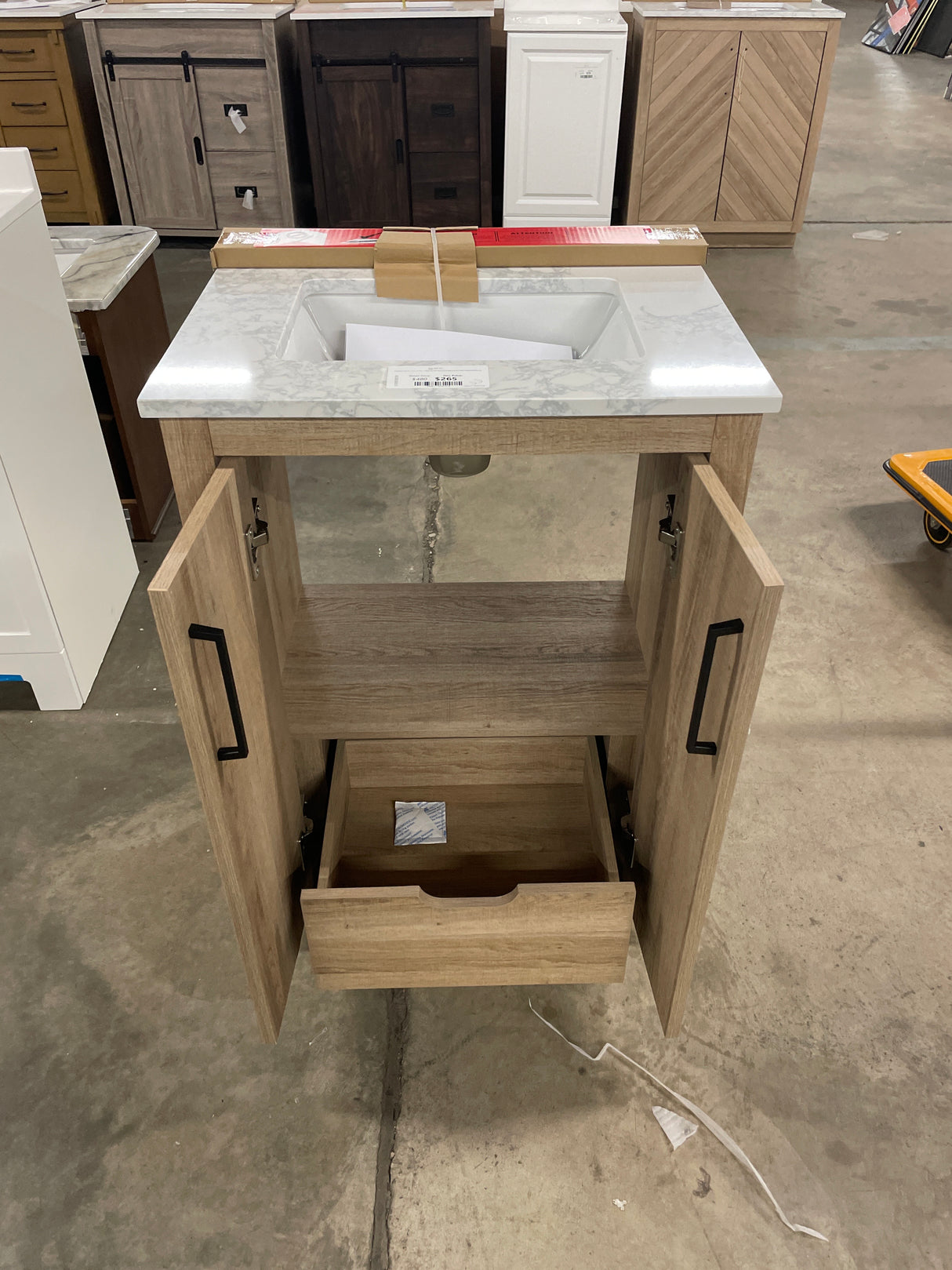 Huckleberry 24 in. W x 19 in. D x 34 in. H Single Sink Bath Vanity in Weathered Tan with White Engineered Marble Top