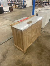 Doveton 48 in. W x 19 in. D x 34.50 in. H Freestanding Vanity in Weathered Tan with White Engineered Stone Top