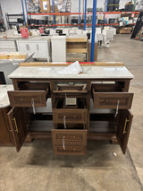 Doveton 48 in. Single Sink Freestanding Dark Walnut Bath Vanity with White Engineered Marble Top (Assembled)