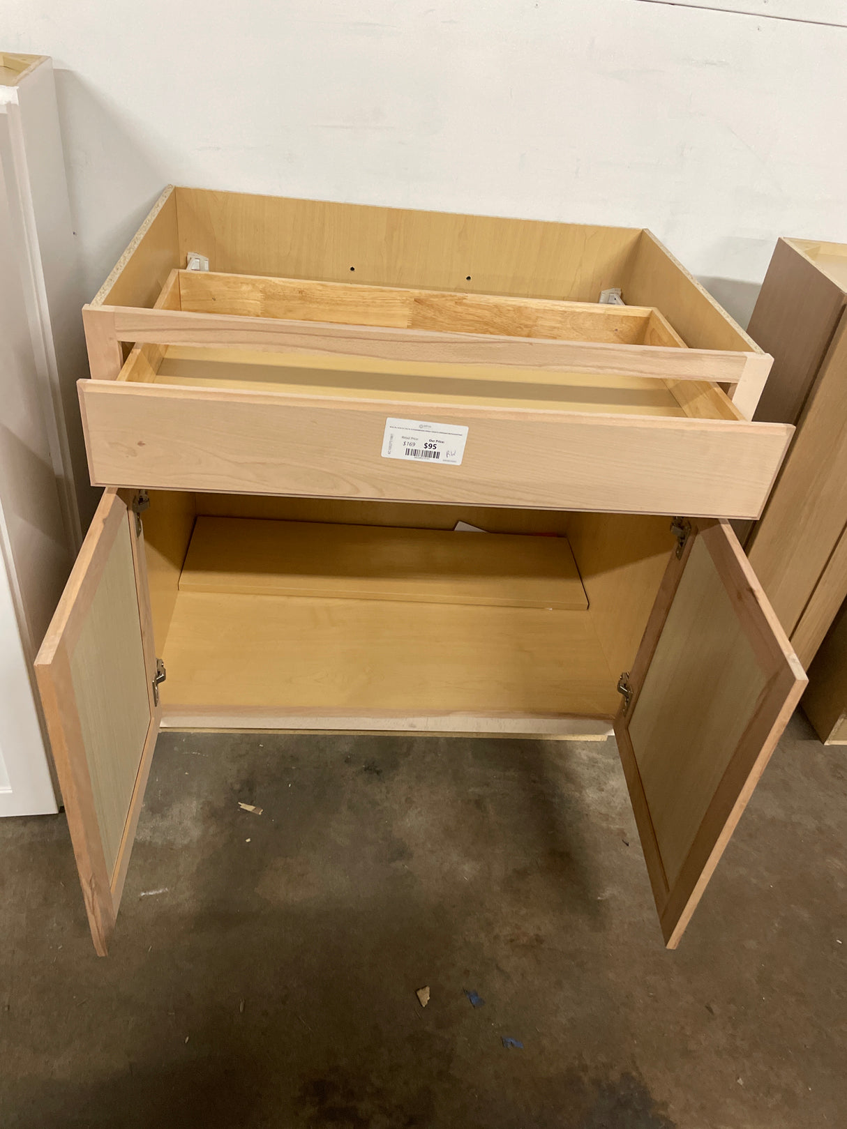 36 in. W x 24 in. D x 34.5 in. H Assembled Base Kitchen Cabinet in Unfinished with Recessed Panel