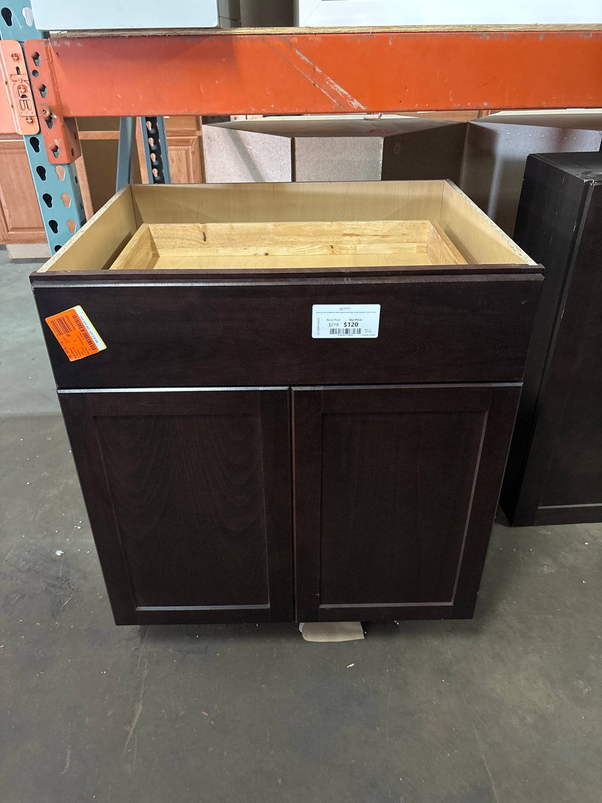 Shaker Java Stock Assembled Base Kitchen Cabinet with Ball-Bearing Drawer Glides (30 in. x 34.5 in. x 24 in.)