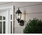 Alexandria 17.3 in. Black Farmhouse 180-Degree Motion Sensor Outdoor 1-Light Wall Sconce