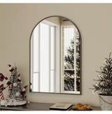 24 in. W x 36 in. H Arched Black Aluminum Alloy Framed Wall Mirror