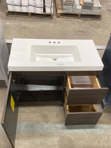 Larissa 37 in. W x 19 in. D x 22 in. H Single Sink Floating Bath Vanity in Elm Ember with White Cultured Marble Top