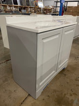 37 in. Single Sink Pearl Gray Bath Vanity with White Cultured Marble Top (Assembled)