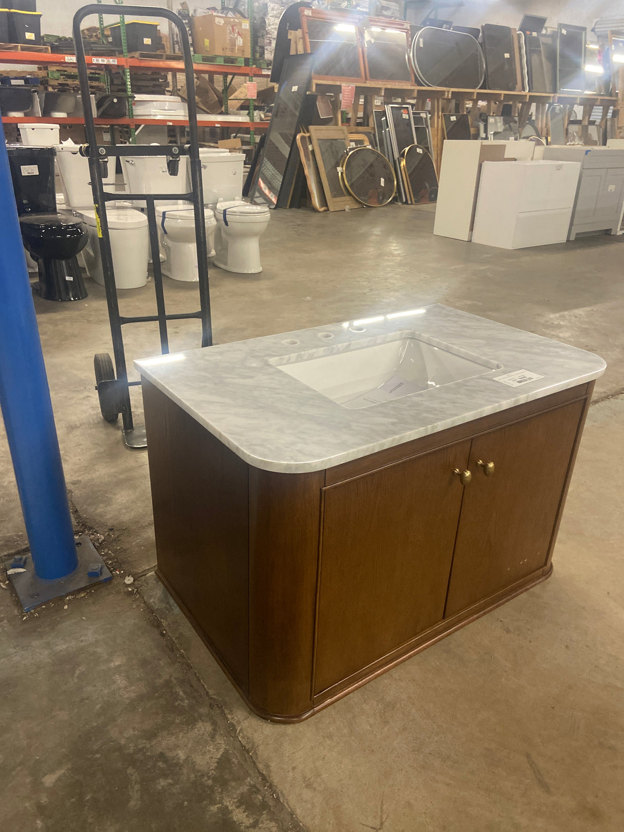 Collette 36 in. Single Sink Cinnamon Oak Bath Vanity with Carrara White Marble Top (Assembled)