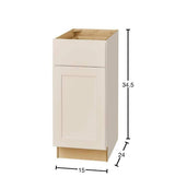 Hampton Bay Avondale 15 in x 24 in x 34.5 in Plywood Shaker Base Kitchen Cabinet in Antique White