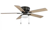 Colton 52 in. Indoor Flat Bronze Low Profile Ceiling Fan with Light Kit and Bright White LED Bulb Included