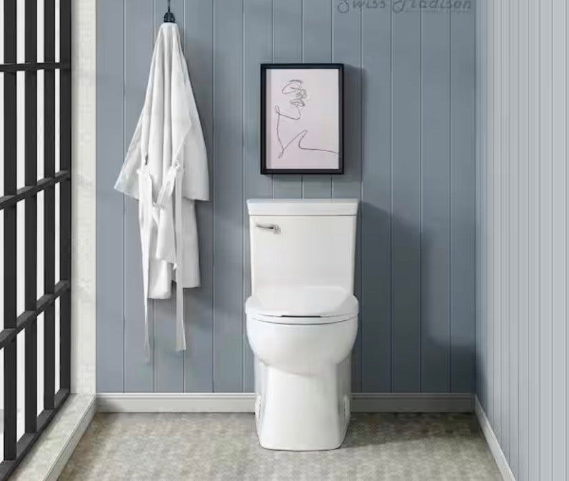 Classe 1-Piece 1.28 GPF Single Flush Handle Elongated Toilet in White Seat Included