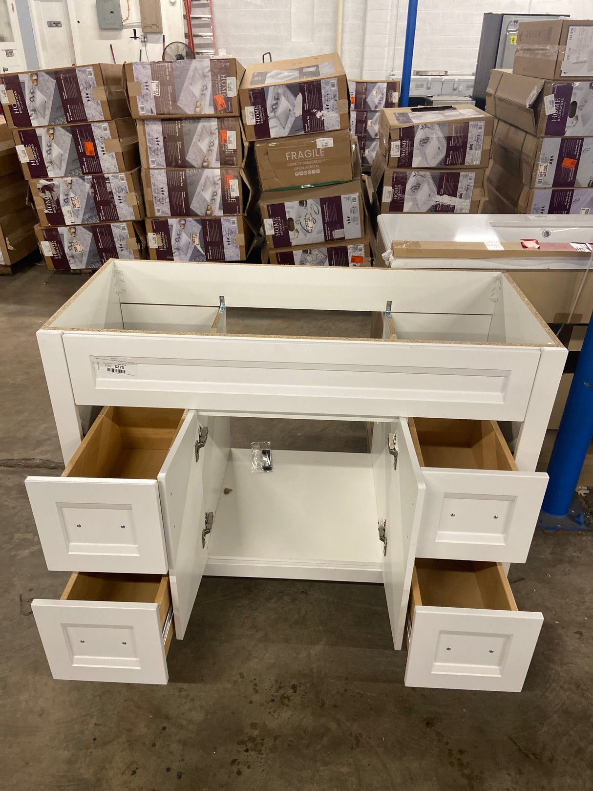 Ridge 48 in. W x 22 in. D x 34 in. H Bath Vanity Cabinet without Top in White