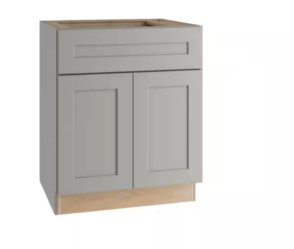 30 in. W x 24 in. D x 34.5 in. H Ready to Assemble Plywood Shaker Sink Base Kitchen Cabinet in Dove Gray