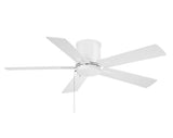 Grantway 48 in. Indoor/Covered Outdoor Matte White Low Profile Ceiling Fan Without Light with Pull Chain Included