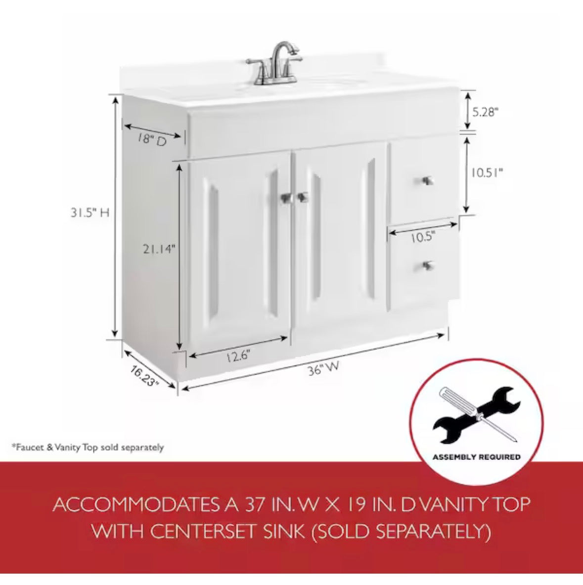 Wyndham 36 in. W x 18 in. D Unassembled Bath Vanity Cabinet Only in White Semi-Gloss
