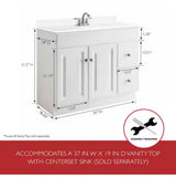 Wyndham 36 in. W x 18 in. D Unassembled Bath Vanity Cabinet Only in White Semi-Gloss