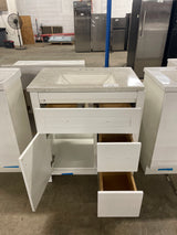 Clady 31 in. W x 19 in. D x 35 in. H Single Sink Freestanding Bath Vanity in White with Silver Ash Cultured Marble Top