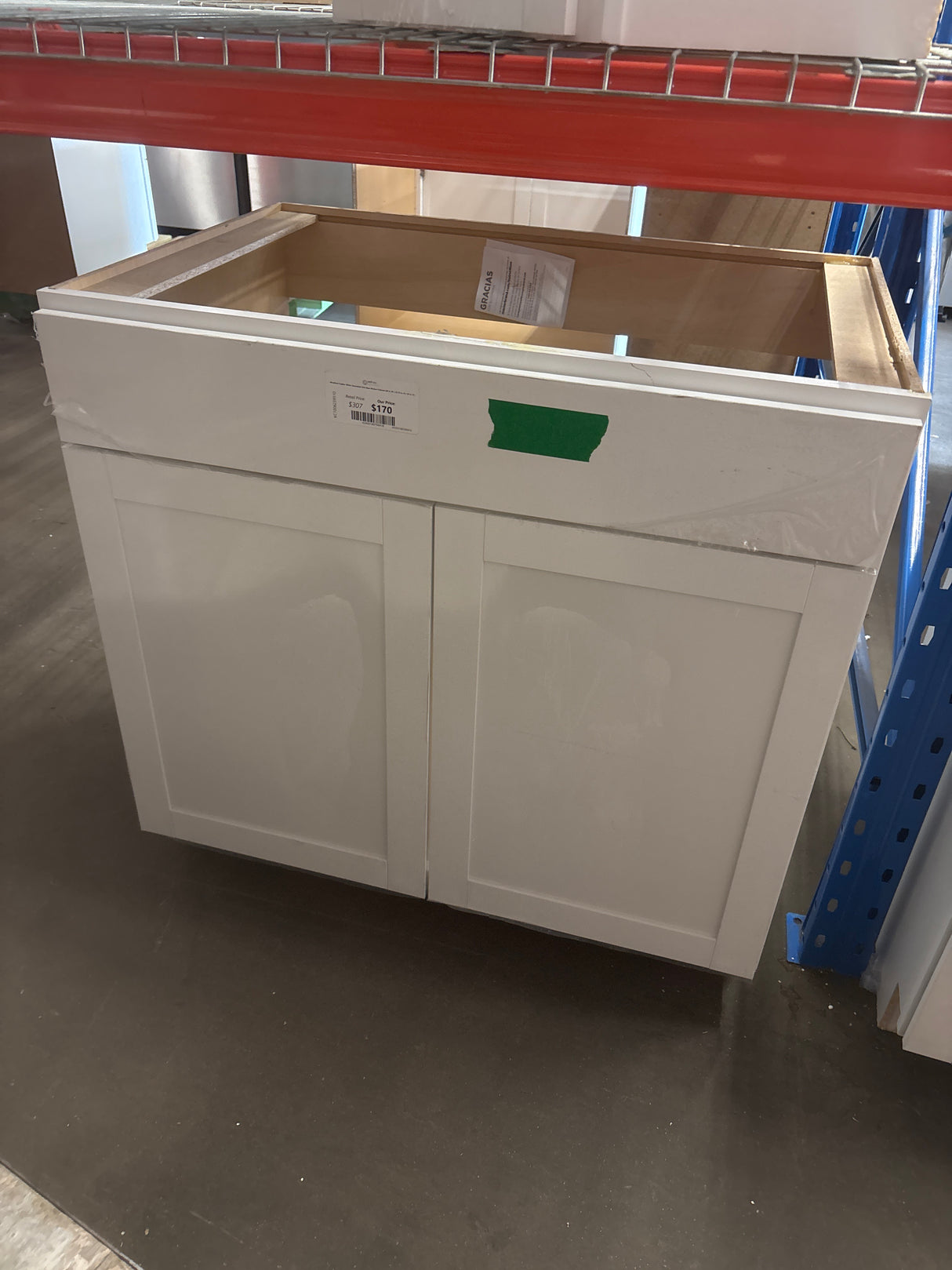 Westfield Feather White Assembled Sink Base Kitchen Cabinet (36 in. W x 23.75 in. D x 35 in. H)