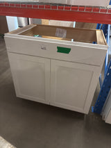 Westfield Feather White Assembled Sink Base Kitchen Cabinet (36 in. W x 23.75 in. D x 35 in. H)