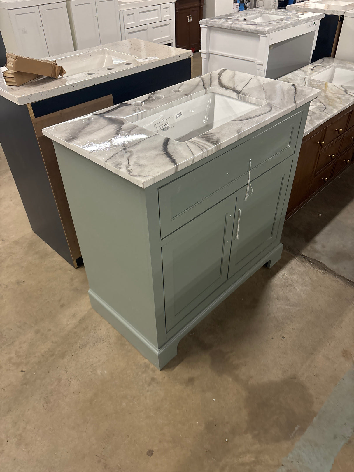 Doveton 36 in. Single Sink Sage Green Bath Vanity with White Epoxied Engineered Stone Top (Assembled)