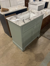 Doveton 36 in. Single Sink Sage Green Bath Vanity with White Epoxied Engineered Stone Top (Assembled)