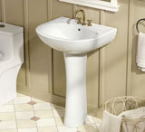 18 in. Round Ceramic Pedestal Combo Bathroom Sink in White with Overflow Drain