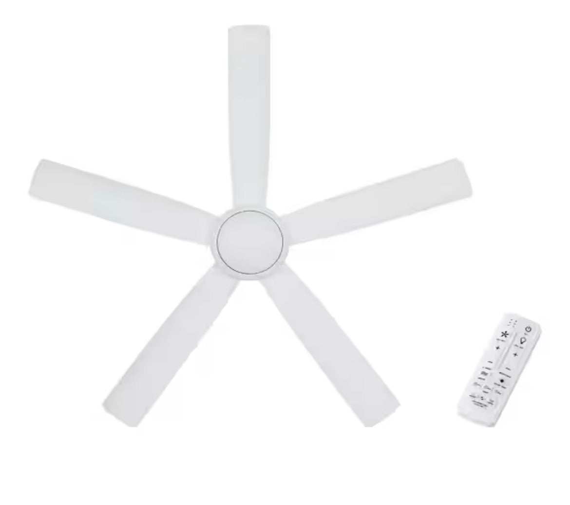 Amaia 56 in. Indoor/Outdoor Coastal Grade DC Motor Matte White Ceiling Fan with Adjustable White LED and Remote Included