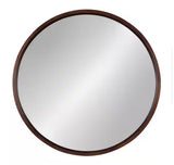 Medium Round Walnut Brown Contemporary Mirror (30 in. H x 30 in. W)