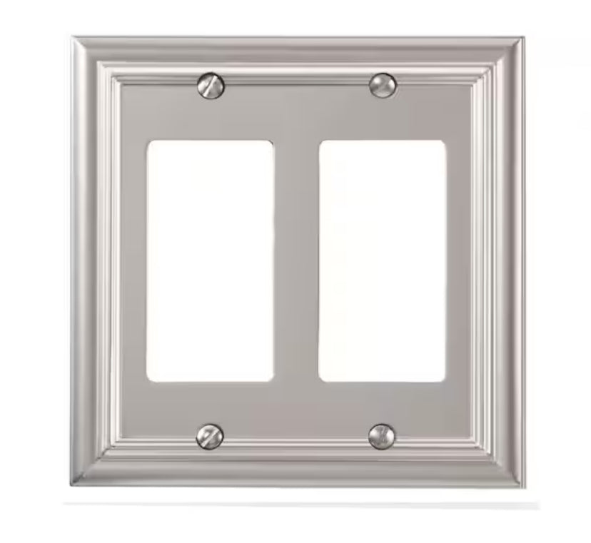 Continental 2 Gang Rocker Metal Wall Plate - Satin Nickel