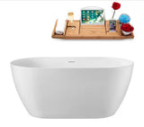 51 in. x 28 in. Acrylic Freestanding Soaking Bathtub in Glossy White With Brushed Nickel Drain