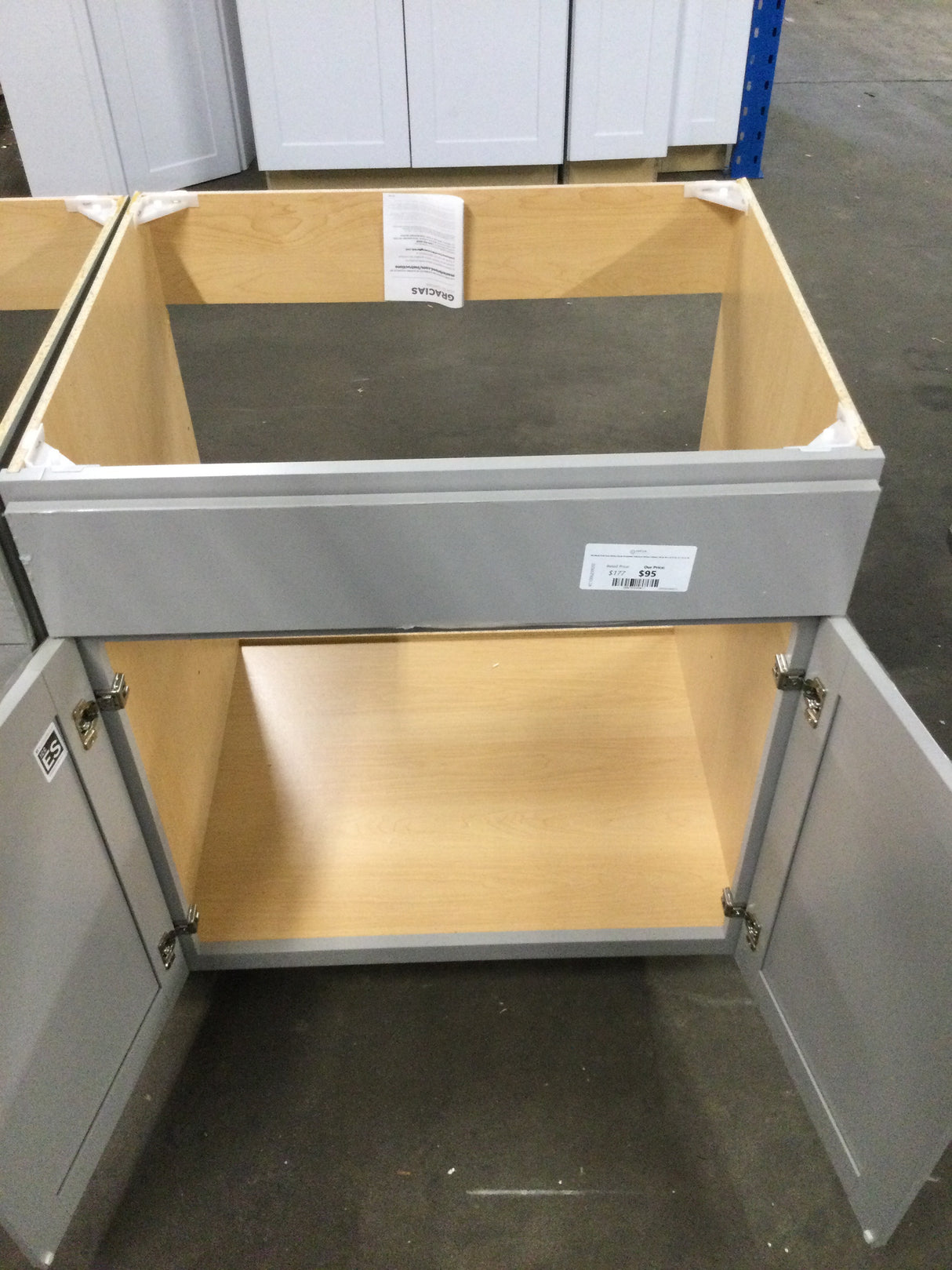 Westfield Dusk Gray Shaker Stock Assembled Sink Base Kitchen Cabinet (30 in. W x 23.75 in. D x 35 in. H)