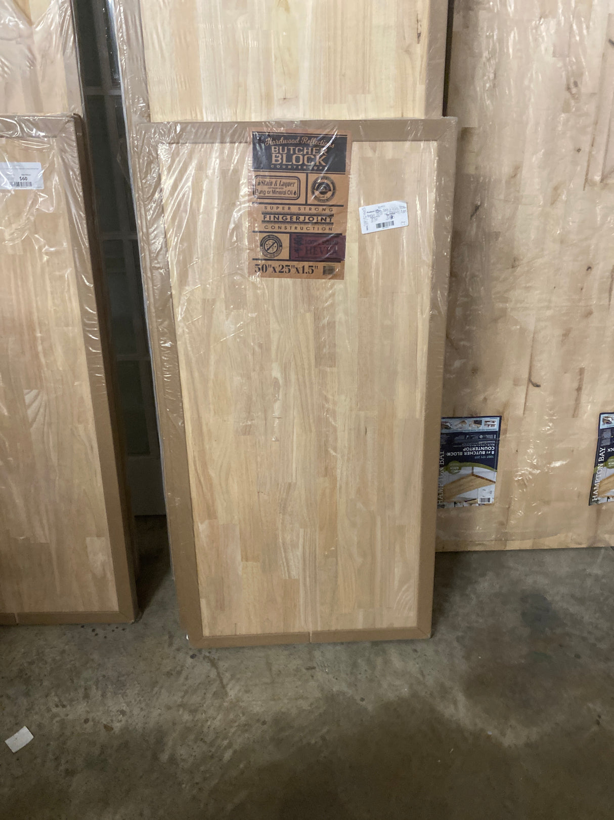4 ft. L x 25 in. D Unfinished Hevea Solid Wood Butcher Block Countertop with Standard Edge
