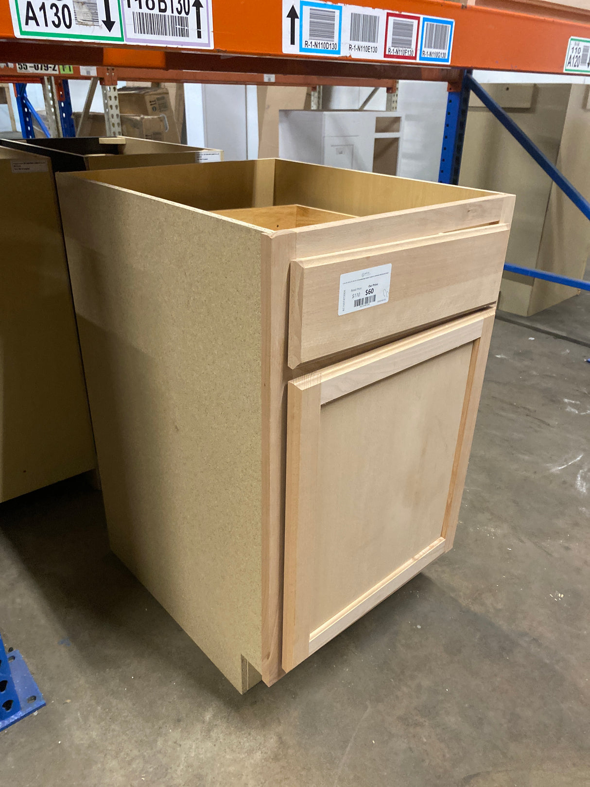 21 in. W x 24 in. D x 34.5 in. H Assembled Base Kitchen Cabinet in Unfinished with Recessed Panel