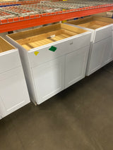 Shaker 36 in. W x 24 in. D x 34.5 in. H Assembled Base Cabinet in Satin White