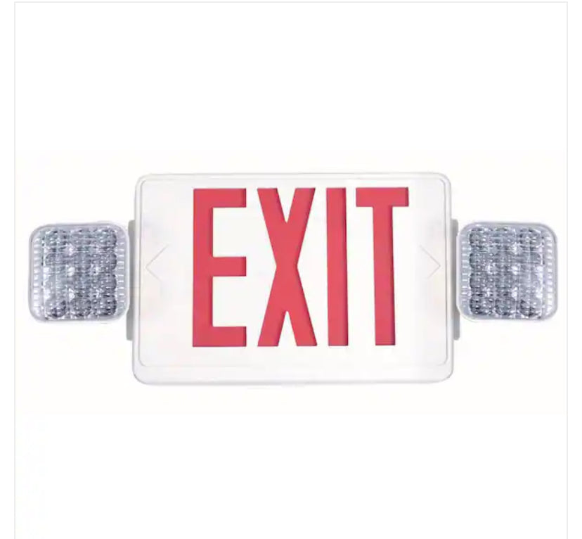 Combo 14-Watt Equivalent Integrated LED White Exit Sign and Emergency Light with Ni-Cad 9.6-Volt Battery