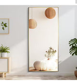 22 in. W x 47 in. H Rectangle Aluminum Alloy Gold Framed Wall Mirror