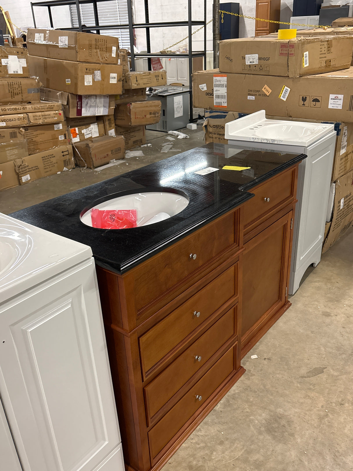 Hampton Harbor 48 in. W x 22 in. D x 35 in. H Single Sink Freestanding Bath Vanity in Sequoia with Black Granite Top