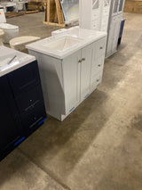 Bannister 36.5 in. W x 18.75 in. D Bath Vanity in pearl gray with Cultured Marble Top in Colorpoint White with White Sink