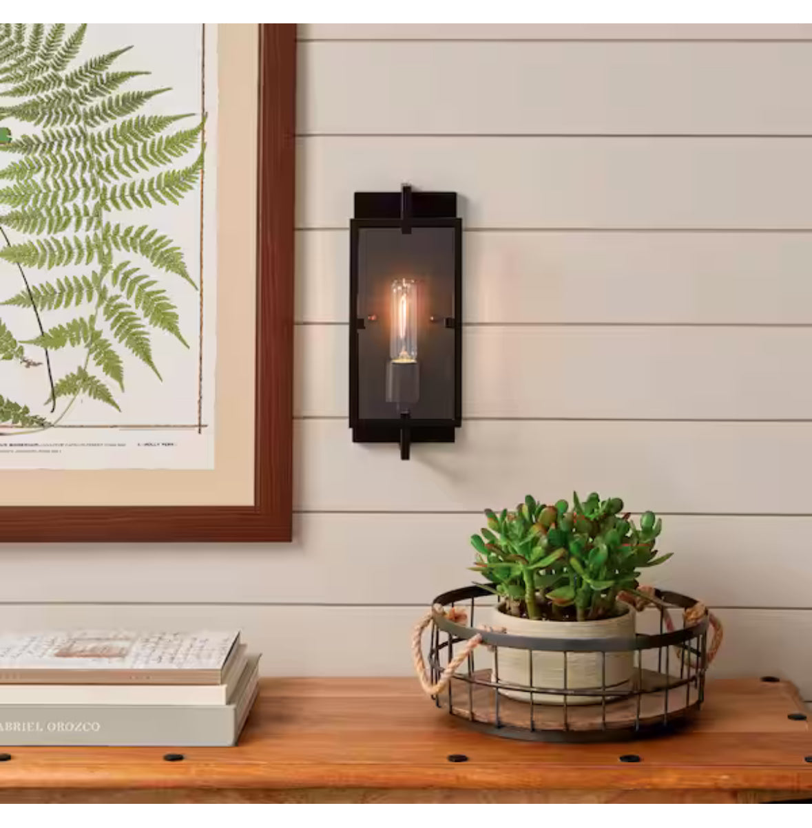 Kenton 4.75 in. 1-Light Vintage Bronze Industrial Wall Sconce with Cage Frame Detail