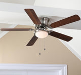 Hugger 52 in. LED Indoor Brushed Nickel Ceiling Fan with Light Kit