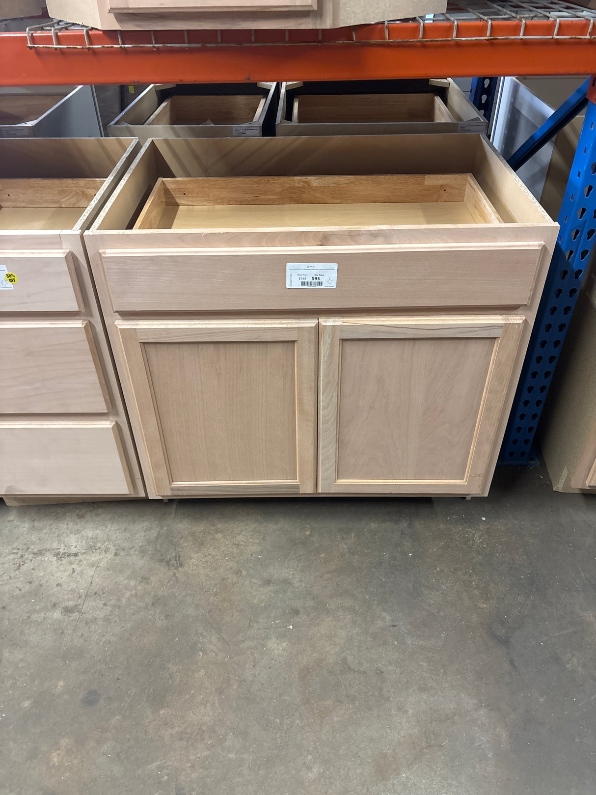 36 in. W x 24 in. D x 34.5 in. H Assembled Base Kitchen Cabinet in Unfinished with Recessed Panel