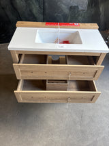 Autumn 36 in. W x 19 in. D x 34.5 in. H Single Sink Bath Vanity in Weathered Tan with White Engineered Stone Top