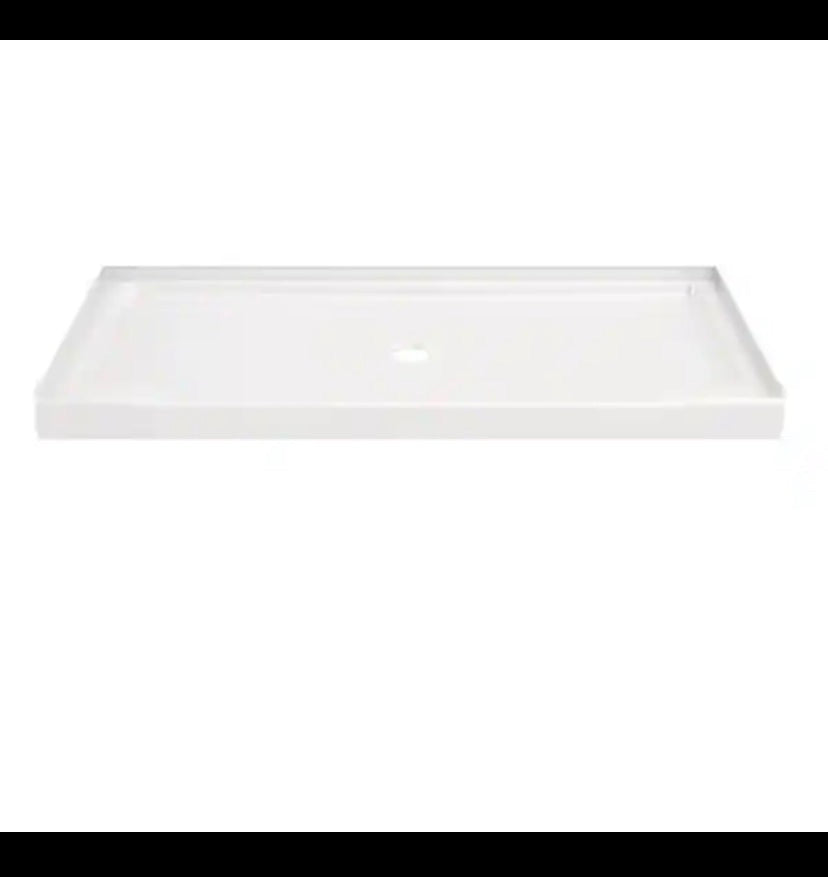 Classic 500 60 in. L x 30 in. W Alcove Shower Pan Base with Center Drain in High Gloss White