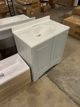 31 in. Single Sink Pearl Gray Bath Vanity with White Cultured Marble Top (Assembled)