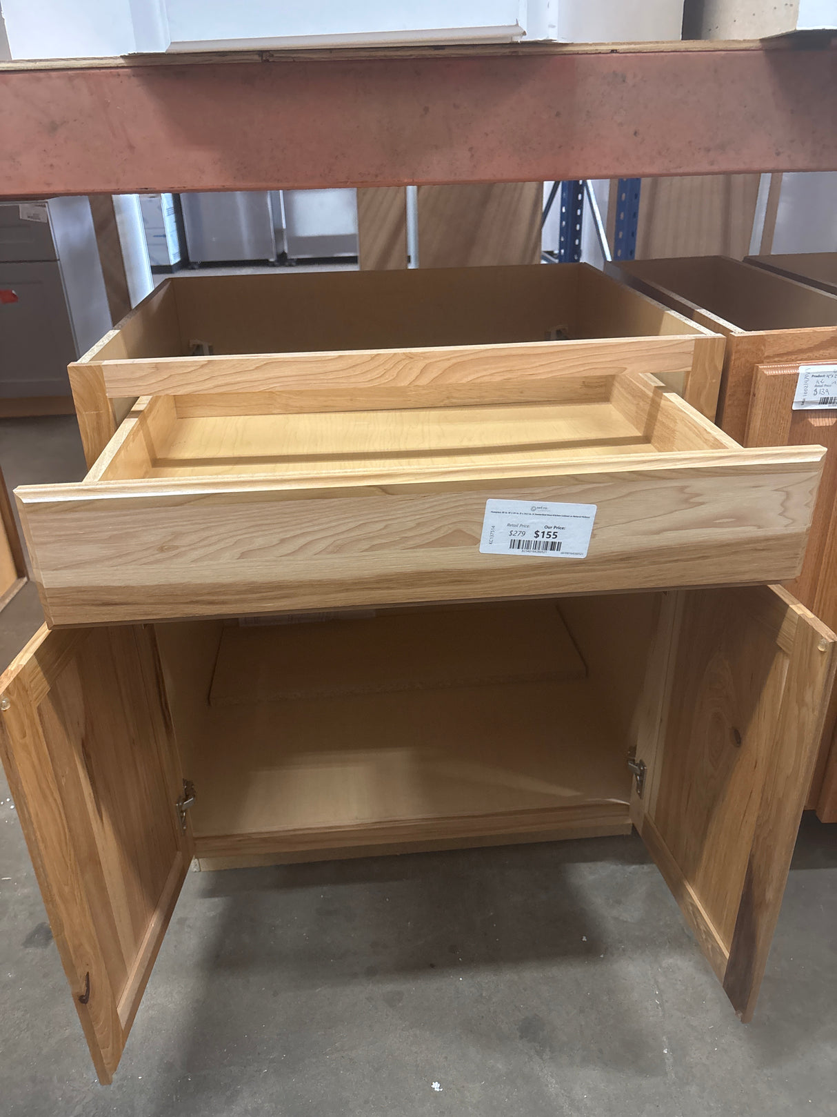 Hampton 30 in. W x 24 in. D x 34.5 in. H Assembled Base Kitchen Cabinet in Natural Hickory