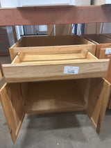 Hampton 30 in. W x 24 in. D x 34.5 in. H Assembled Base Kitchen Cabinet in Natural Hickory