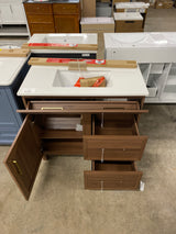 Bilston 36 in. W x 19 in. D x 34 in. H Single Sink Bath Vanity in Spiced Walnut with White Engineered Stone Top
